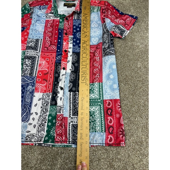 Surf Society Swimwear Bandana Button Down Short Sleeve Shirt‎ Men's Size Medium - Picture 7 of 9